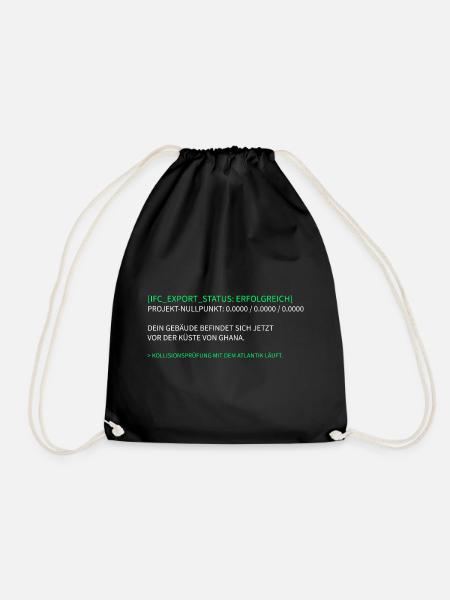 BIM Koordinator T-Shirt IFC Export Ghana - Turnbeutel - Schwarz