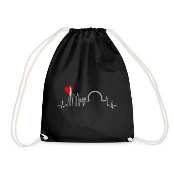 Urban Skyline Heartbeat - Drawstring Bag - black - Front