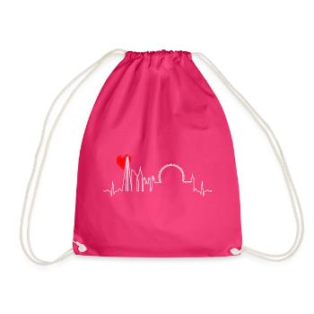 Urban Skyline Heartbeat - Drawstring Bag - fuchsia - Front