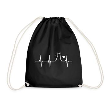 Heartbeat Cat Lovers - Drawstring Bag - black - Front