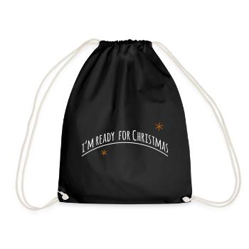 now im ready for christmas > Vectorgraphic - Drawstring Bag - black - Front