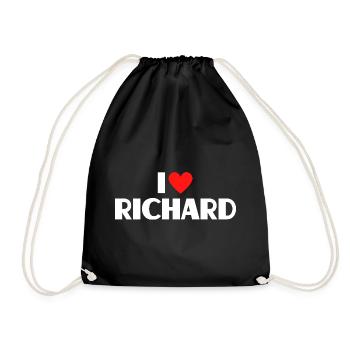 J'aime Richard Red Heart, fan du nom romantique - Sac de sport léger - noir - Devant