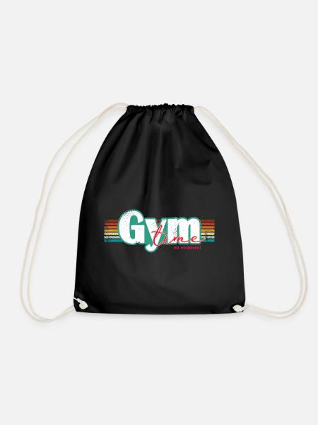 Gym Time – No Excuses Fitness Design Fitnessstudio - Drawstring Bag - black
