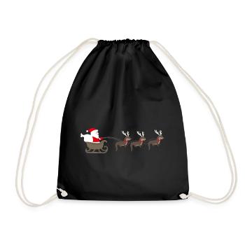 Sea Otter Cartoon Christmas Gift - Drawstring Bag - black - Front