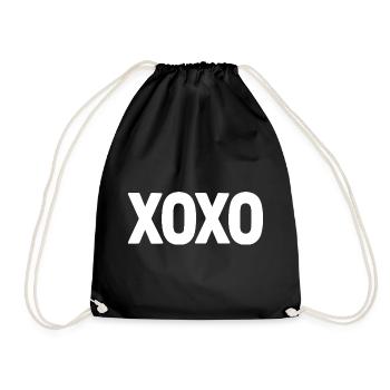 XOXO White Love Text Valentine Design - Drawstring Bag - black - Front