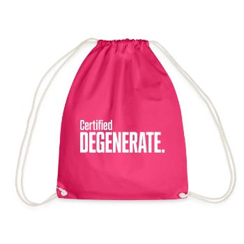 Certified Degenerate - Funny Gen Alpha Memes - Drawstring Bag - fuchsia - Front