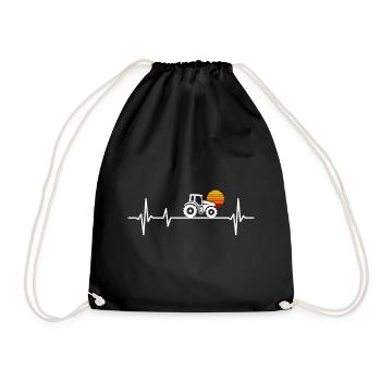 Tractor Heartbeat Farmer Trekker Farmers - Drawstring Bag - black - Front