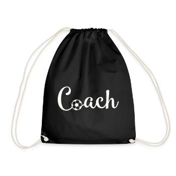 Coach Football Font Logo - Drawstring Bag - black - Front