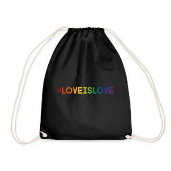 Regenbogen Design - Hashtag Love is Love - Turnbeutel - Schwarz - Vorne