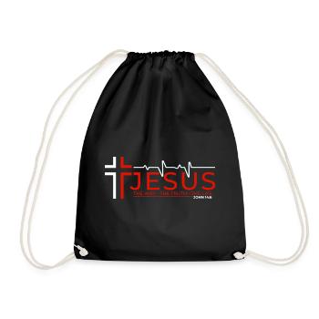 Jesus Christ Bible Verse Way Truth Life Christian - Drawstring Bag - black - Front