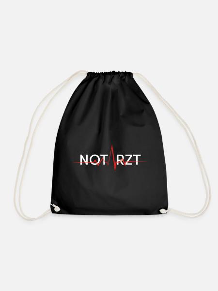 notarzt schriftzug rettung doc w - Turnbeutel - Schwarz