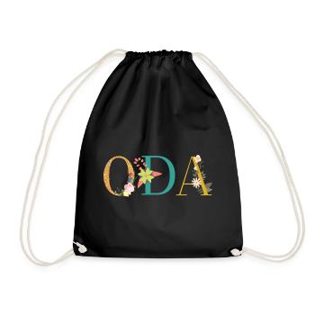 ODA name decorated with flowers - Drawstring Bag - black - Front