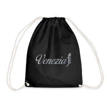 Venezia Script Metallic - Drawstring Bag - black - Front