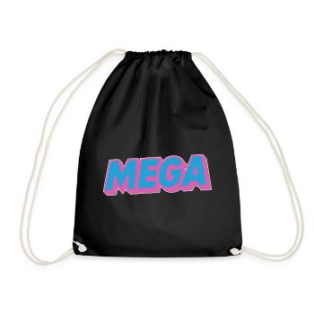 Mega lettering oldschoo retro 90s 80s - Drawstring Bag - black - Front