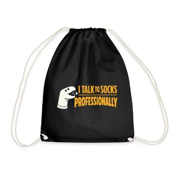 Mit Socken reden | Sockenpuppe Humor - Turnbeutel - Schwarz - Vorne