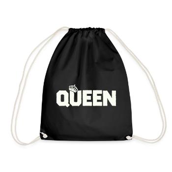 Queen Crown Font Block - Drawstring Bag - black - Front