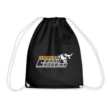 id rather be moto crossing - Drawstring Bag - black - Front
