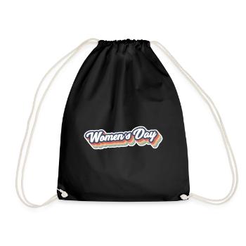 Rainbow Retro Womens Day Graphic - Drawstring Bag - black - Front
