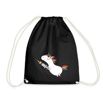 Licorne Immunicorn avec seringue arc-en-ciel - Sac de sport léger - noir - Devant