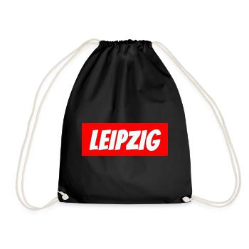 LEIPZIG Geschenk - Turnbeutel - Schwarz - Vorne