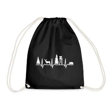 ECG curve - heart curve - high - hunter - hunting - Drawstring Bag - black - Front