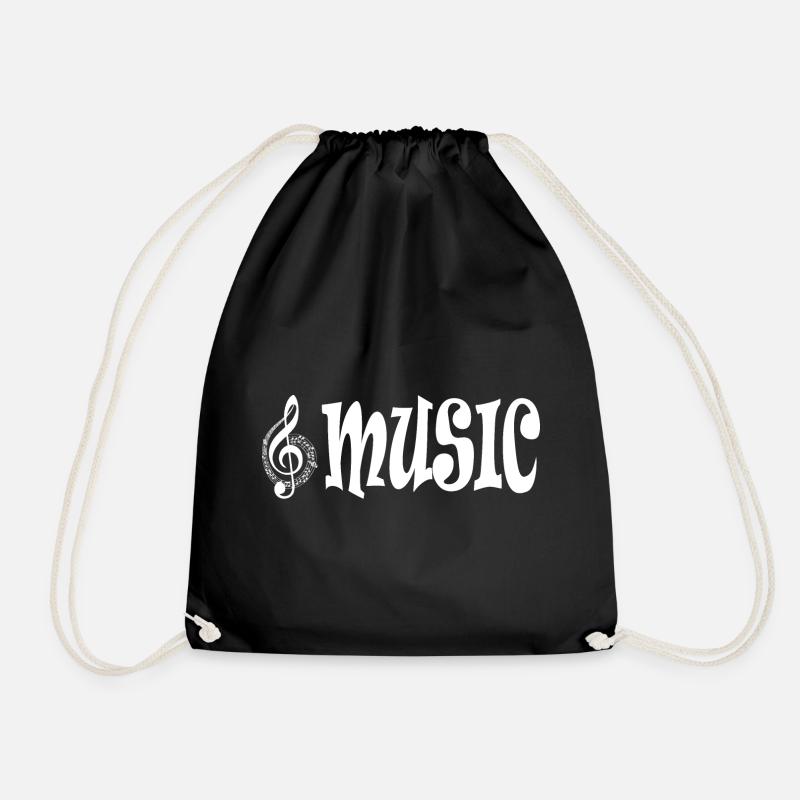 Music - Retro Classic Typography Style - Drawstring Bag - black