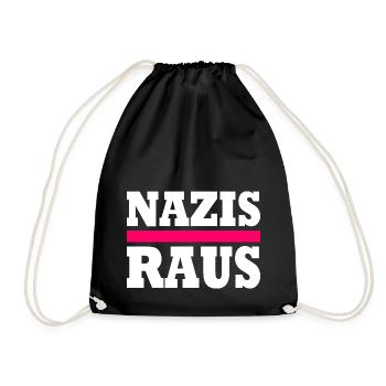 Nazis raus - Turnbeutel - Schwarz - Vorne