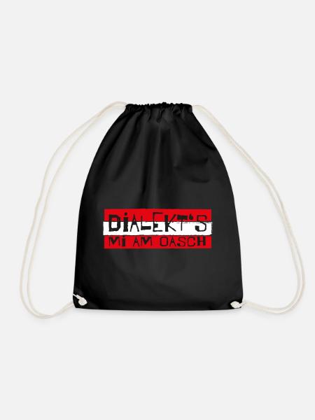 dialekts mi am Oasch! Mundart, Dialekt, Sprüche - Turnbeutel - Schwarz