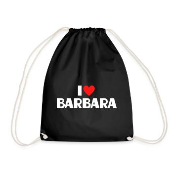 I love Barbara Rotes Herz Romantischer Name Fan - Turnbeutel - Schwarz - Vorne