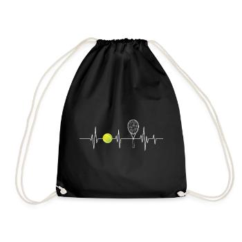 Tennis Heartbeat Player Coach Court Lover - Drawstring Bag - black - Front