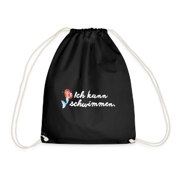 Ich kann schwimmen Meerjungfrau Cartoon - Turnbeutel - Schwarz - Vorne