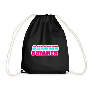 Retro-Sommer | Regenbogen im 80er-Jahre-Stil - Turnbeutel - Schwarz - Vorne