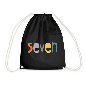 Seventh birthday I am 7 years retro design - Drawstring Bag - black - Front