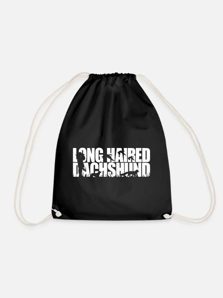 LONG HAIRED DACHSHUND Jagdhund Wilsigns Jagdhunde - Turnbeutel - Schwarz