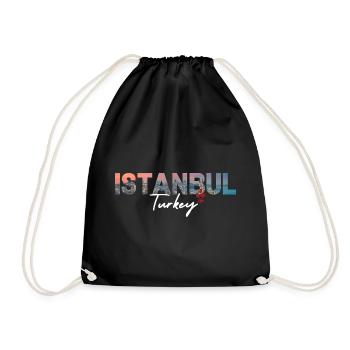 Istanbul Skyline Script Turkey - Drawstring Bag - black - Front