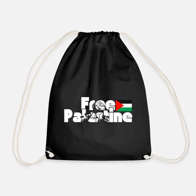 Free Palestine - Drawstring Bag - black