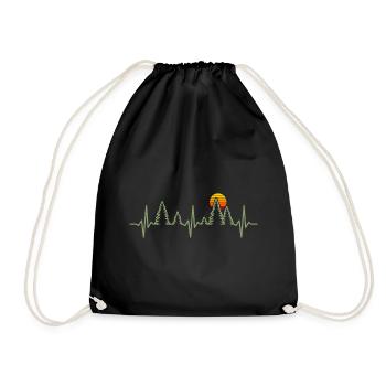 Trees Heartbeat Forest Wildlife Nature Outdoor - Drawstring Bag - black - Front