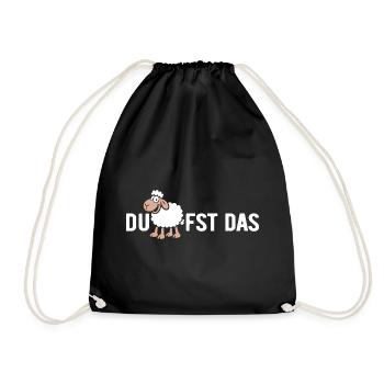 Du SCHAFfst das - Wortspiel mit Schaf - Turnbeutel - Schwarz - Vorne