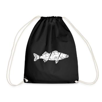 Großer Zander Fisch Fang Vektor - Turnbeutel - Schwarz - Vorne