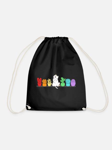 Plant Cactus Cacti - Drawstring Bag - black