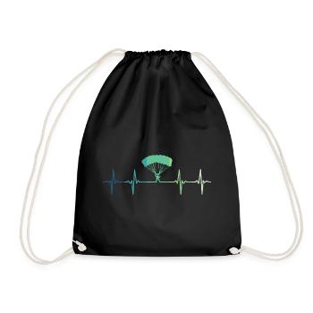 Paragliding heartbeat paraglider - Drawstring Bag - black - Front