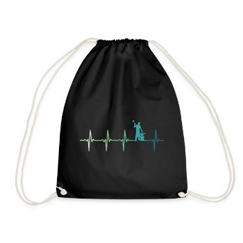 blacksmith hammer heartbeat metalworker - Drawstring Bag - black - Front