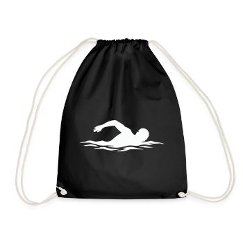Schwimmer-Silhouette im Wasser - Turnbeutel - Schwarz - Vorne