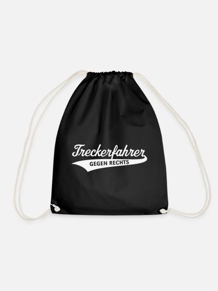 Treckerfahrer Gegen Rechts (Trecker Traktor / V4W) - Turnbeutel - Schwarz