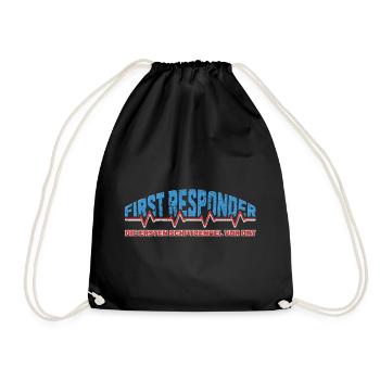 First Responder mit Herzschlag und coolen Spruch - Turnbeutel - Schwarz - Vorne
