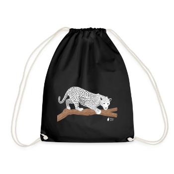 snow leopard - Drawstring Bag - black - Front