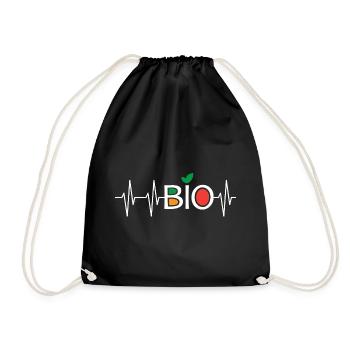 heartbeat organic healthy green nutrition pulse icon - Drawstring Bag - black - Front