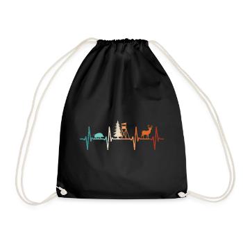 Chasse, Heartbeat, Chasseur, Forestier, Permis de chasse, Red Deer - Sac de sport léger - noir - Devant
