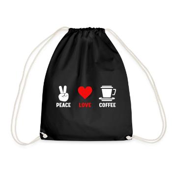 Peace Love Coffee - Drawstring Bag - black - Front