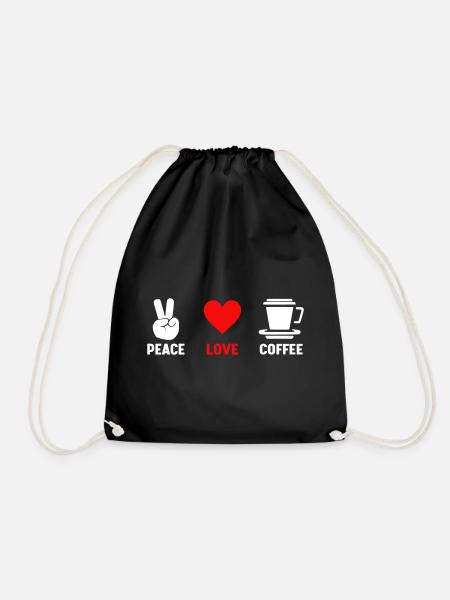 Peace Love Coffee - Drawstring Bag - black